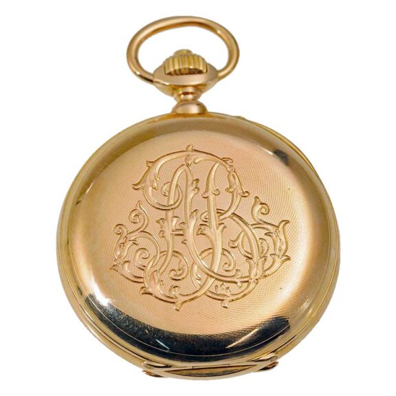 Swiss 18k gold pocket watch with chronograph Circa 1880 Swiss 18k gold pocket watch with chronograph Circa 1880