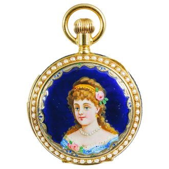 Swiss delightful gold enamel minute repeating watch Circa 1895