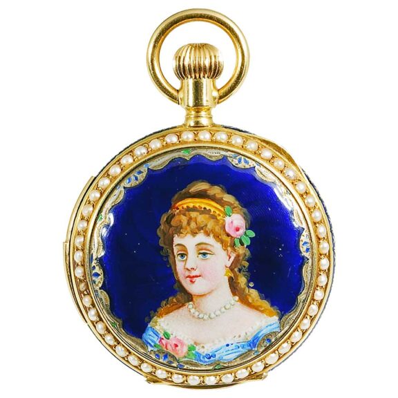 Swiss delightful gold enamel minute repeating watch Circa 1895 Swiss delightful gold enamel minute repeating watch Circa 1895