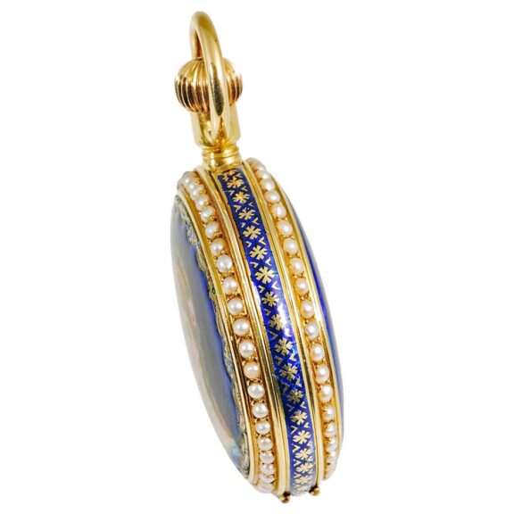 Swiss delightful gold enamel minute repeating watch Circa 1895 Swiss delightful gold enamel minute repeating watch Circa 1895