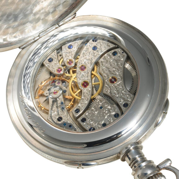 Swiss silver watch with full calendar and moon phase Circa 1980 Swiss silver watch with full calendar and moon phase Circa 1980
