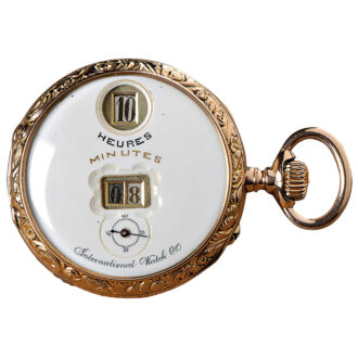 Swiss pink gold pocket watch with digital time indication Circa 1886