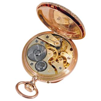 Swiss pink gold pocket watch with digital time indication Circa 1886