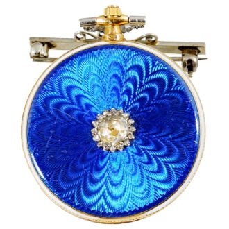 French ornamental, thin gold enamel pendant watch Circa 1910