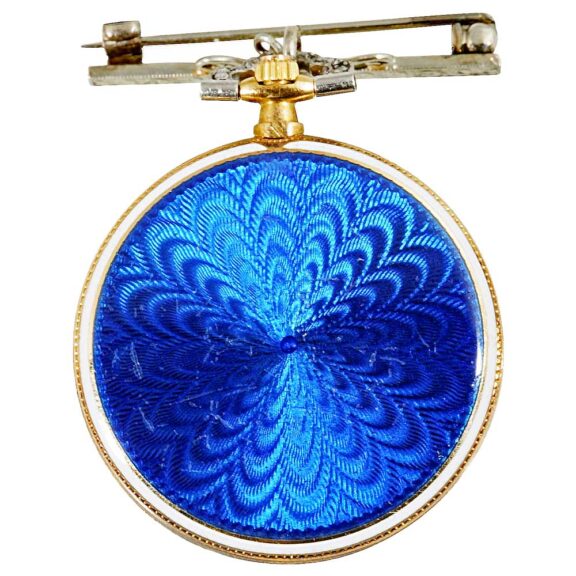 French ornamental, thin gold enamel pendant watch Circa 1910 French ornamental, thin gold enamel pendant watch Circa 1910