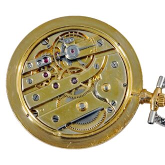 French ornamental, thin gold enamel pendant watch Circa 1910