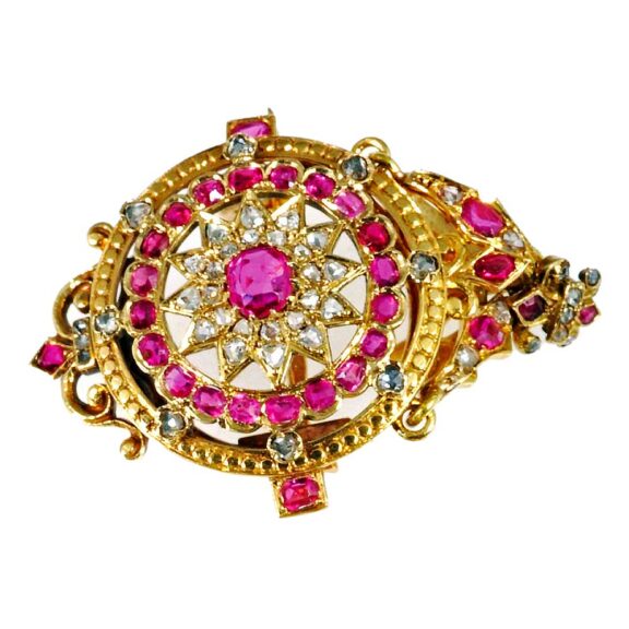 French miniature watch set with diamonds and rubies Circa 1870 French miniature watch set with diamonds and rubies Circa 1870