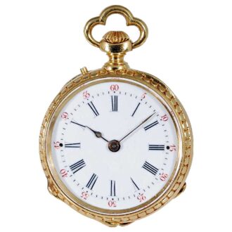 French miniature watch set with diamonds and rubies Circa 1870