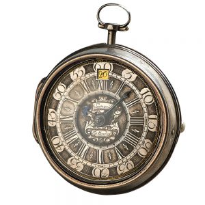 Dutch silver pair cased watch with date indicator circa 1730
