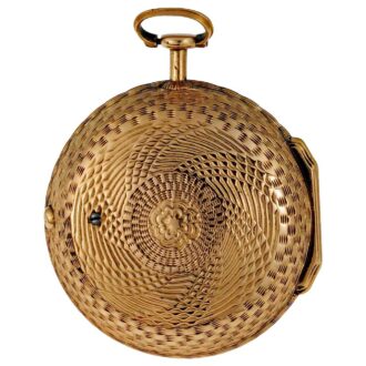 Swiss pocket watch in a lavishly engine turned case Circa 1800