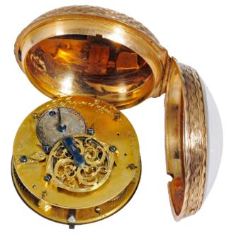Swiss pocket watch in a lavishly engine turned case Circa 1800