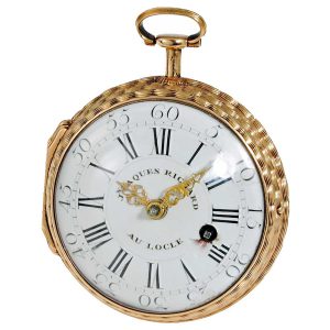 Swiss pocket watch in a lavishly engine turned case Circa 1800