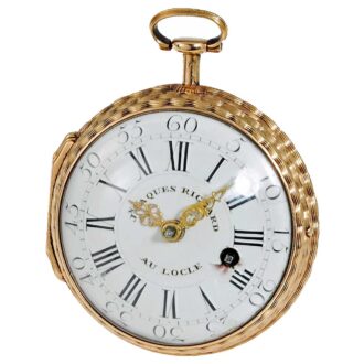 Swiss pocket watch in a lavishly engine turned case Circa 1800