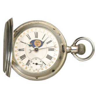 Swiss pocket watch with date and moon phase Circa 1865
