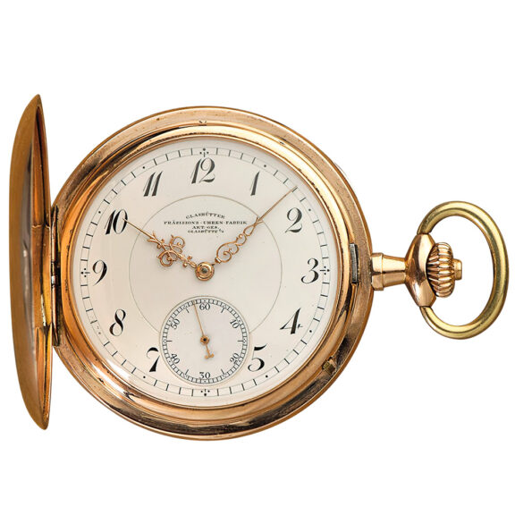 German 14k pink gold Glashütte pocket watch Circa 1905