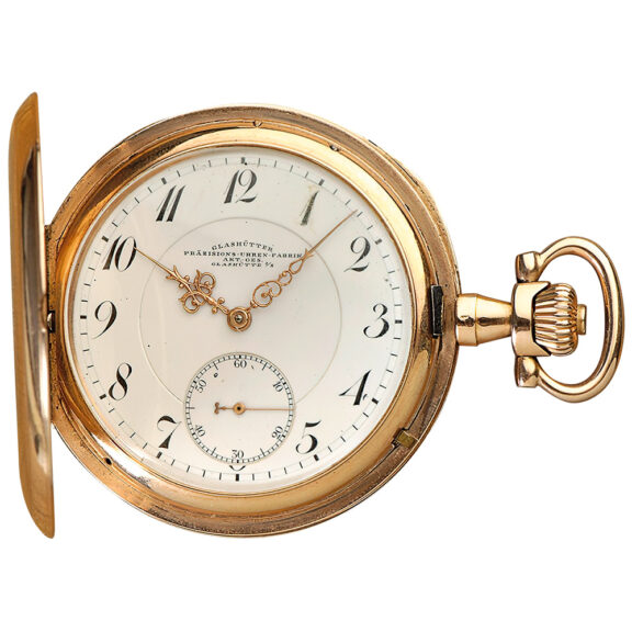 German 14k pink gold Glashütte pocket watch Circa 1905