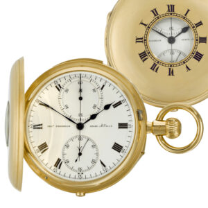 English minute repeating chronograph watch with register Circa 1895