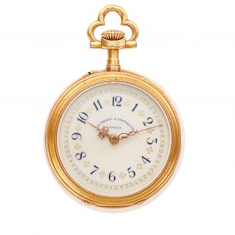 Swiss pink gold and enamel lever pendant watch Circa 1896