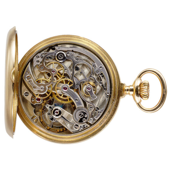 Swiss gold watch with chronograph and counter Circa 1916 Swiss gold watch with chronograph and counter Circa 1916