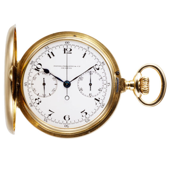 Swiss gold watch with chronograph and counter Circa 1916 Swiss gold watch with chronograph and counter Circa 1916