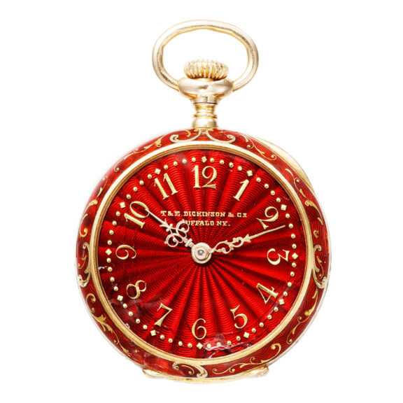 Swiss gold enamel Art Nouveau pendant watch Circa 1907 Swiss gold enamel Art Nouveau pendant watch Circa 1907