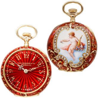 Swiss gold enamel Art Nouveau pendant watch Circa 1907
