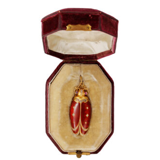 Swiss gold and enamel beetle-form brooch watch Circa 1890