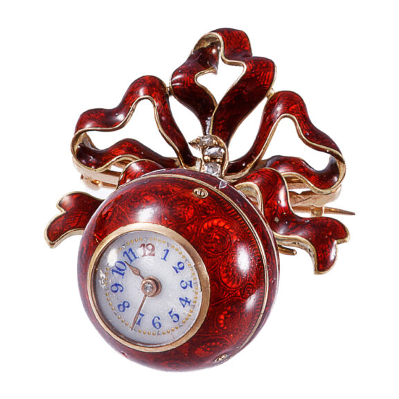 Swiss decorative gold and enamel ball-form watch Circa 1890 Swiss decorative gold and enamel ball-form watch Circa 1890