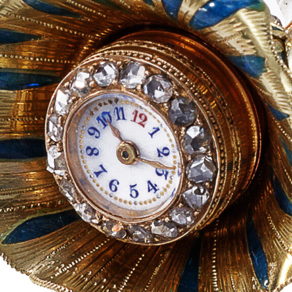 Swiss gold, enamel and diamond-set ball form watch Circa 1890 Swiss gold, enamel and diamond-set ball form watch Circa 1890
