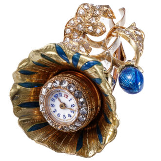 Swiss gold, enamel and diamond-set ball form watch Circa 1890