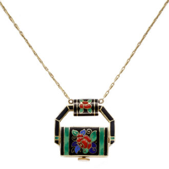 Swiss Art Deco style rectangular-shaped pendant watch Circa 1925