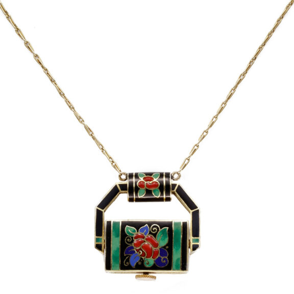 Swiss Art Deco style rectangular-shaped pendant watch Circa 1925 Swiss Art Deco style rectangular-shaped pendant watch Circa 1925