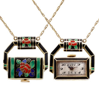 Swiss Art Deco style rectangular shaped pendant watch Circa 1925