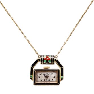 Swiss Art Deco style rectangular-shaped pendant watch Circa 1925