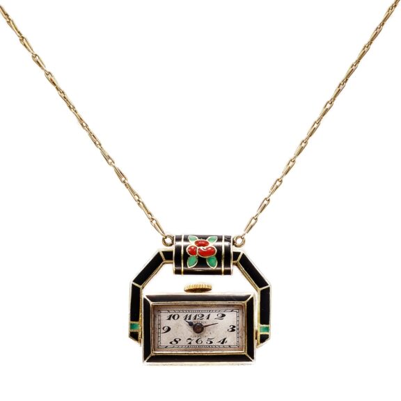 Swiss Art Deco style rectangular-shaped pendant watch Circa 1925 Swiss Art Deco style rectangular-shaped pendant watch Circa 1925
