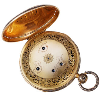 French gold pocket watch with champlevé enamel decor Circa 1830