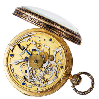 French gold pocket watch with champlevé enamel decor Circa 1830