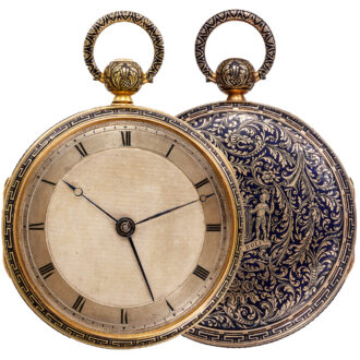 French gold pocket watch with champlevé enamel decor Circa 1830