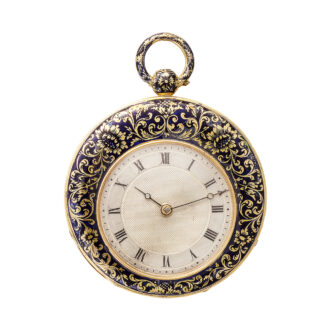 French gold pocket watch with champlevé enamel decor Circa 1830 French gold pocket watch with champlevé enamel decor Circa 1830