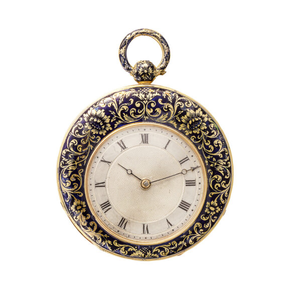 French gold pocket watch with champlevé enamel decor Circa 1830 French gold pocket watch with champlevé enamel decor Circa 1830