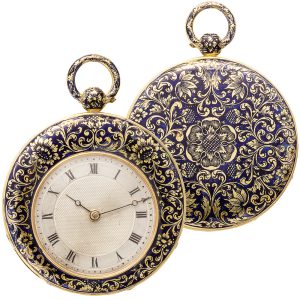 French gold pocket watch with champlevé enamel decor Circa 1830