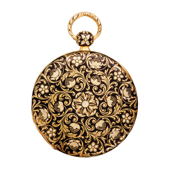 Swiss decorative gold and enamel digital pocket watch Circa 1830 Swiss decorative gold and enamel digital pocket watch Circa 1830