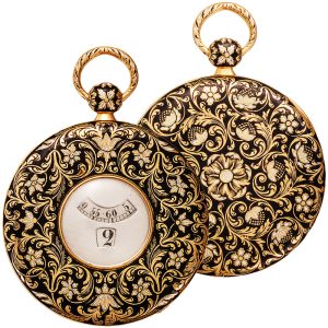 Swiss decorative gold and enamel digital pocket watch Circa 1830