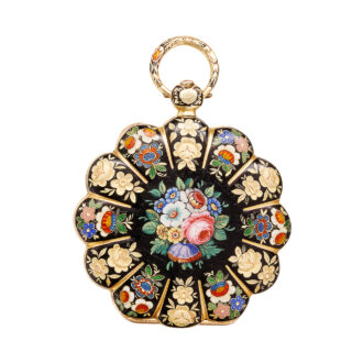 French gold champlevé enamel scallop-shaped watch Circa 1830