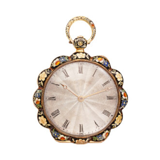 French gold champlevé enamel scallop-shaped watch Circa 1830