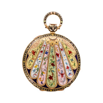 French gold champlevé enamel cylinder pocket watch Circa 1835