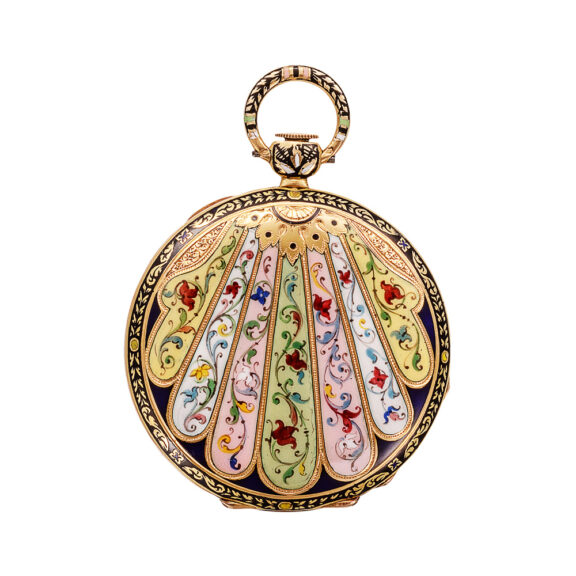 French gold champlevé enamel cylinder pocket watch Circa 1835 French gold champlevé enamel cylinder pocket watch Circa 1835