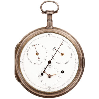 Swiss silver calendar coach watch with open-face Circa 1775
