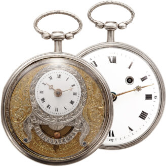 Swiss double faced pocket watch with mock pendulum Circa 1810