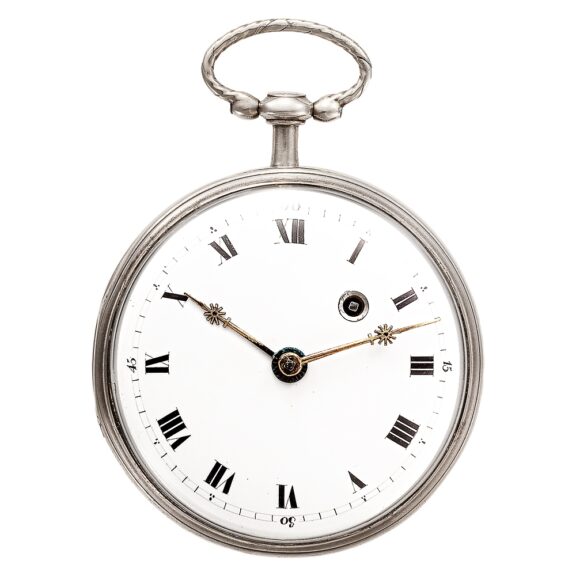 Swiss double-faced pocket watch with mock pendulum Circa 1810 Swiss double-faced pocket watch with mock pendulum Circa 1810